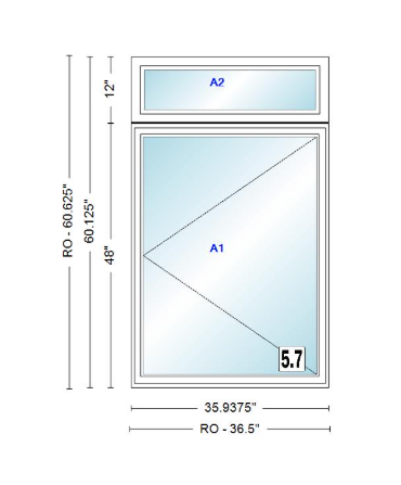 ANDERSEN Windows 400 Series Casement With Casement Transom 35-15/16" Wide Vinyl Exterior Wood Interior New Construction Low-E4 Dual Pane Argon Fill Glass Full Screens/Grilles/Tempered Optional