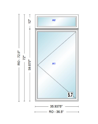 ANDERSEN Windows 400 Series Casement With Casement Transom 35-15/16" Wide Vinyl Exterior Wood Interior New Construction Low-E4 Dual Pane Argon Fill Glass Full Screens/Grilles/Tempered Optional