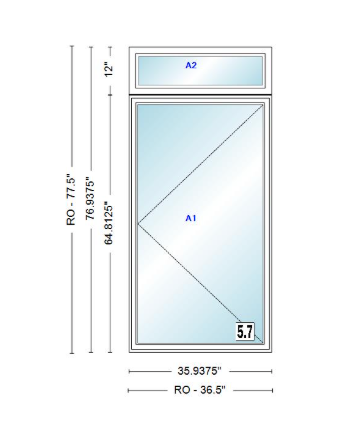 ANDERSEN Windows 400 Series Casement With Casement Transom 35-15/16" Wide Vinyl Exterior Wood Interior New Construction Low-E4 Dual Pane Argon Fill Glass Full Screens/Grilles/Tempered Optional