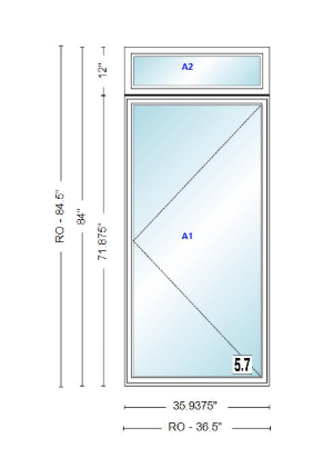 ANDERSEN Windows 400 Series Casement With Casement Transom 35-15/16" Wide Vinyl Exterior Wood Interior New Construction Low-E4 Dual Pane Argon Fill Glass Full Screens/Grilles/Tempered Optional