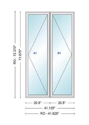 ANDERSEN Windows 400 Series Twin Casement 41-1/8" Wide Vinyl Exterior Wood Interior New Construction Low-E4 Dual Pane Argon Fill Glass Full Screens/Grilles/Tempered Optional