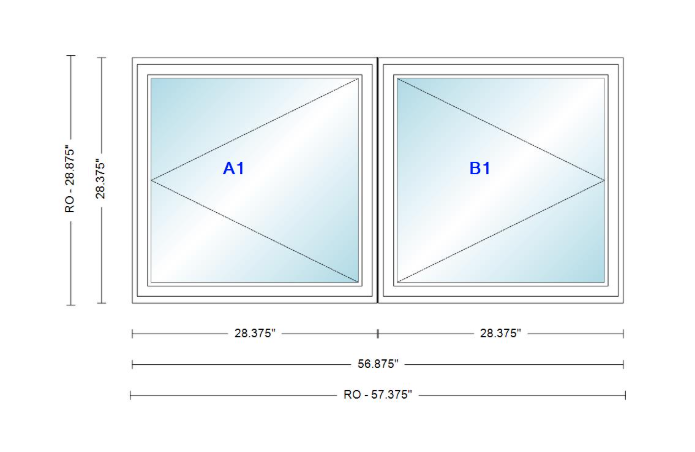ANDERSEN Windows 400 Series Twin Casement 56-7/8" Wide Vinyl Exterior Wood Interior New Construction Low-E4 Dual Pane Argon Fill Glass Full Screens/Grilles/Tempered Optional