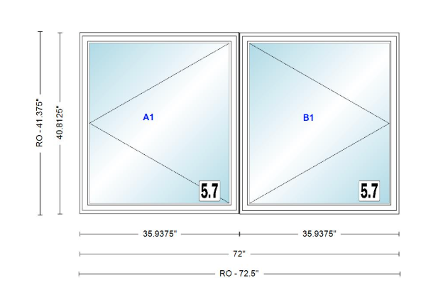 ANDERSEN Windows 400 Series Twin Casement 72" Wide Vinyl Exterior Wood Interior New Construction Low-E4 Dual Pane Argon Fill Glass Full Screens/Grilles/Tempered Optional