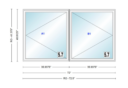 ANDERSEN Windows 400 Series Twin Casement 72" Wide Vinyl Exterior Wood Interior New Construction Low-E4 Dual Pane Argon Fill Glass Full Screens/Grilles/Tempered Optional