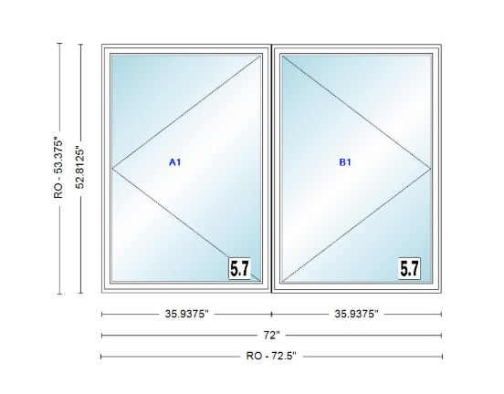 ANDERSEN Windows 400 Series Twin Casement 72" Wide Vinyl Exterior Wood Interior New Construction Low-E4 Dual Pane Argon Fill Glass Full Screens/Grilles/Tempered Optional