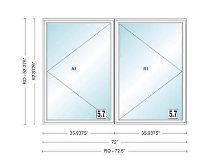 ANDERSEN Windows 400 Series Twin Casement 72" Wide Vinyl Exterior Wood Interior New Construction Low-E4 Dual Pane Argon Fill Glass Full Screens/Grilles/Tempered Optional