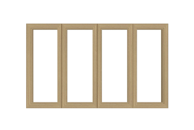 ANDERSEN Windows 400 Series LLRR Quad Casement Casement 68-3/8" Wide Vinyl Exterior Wood Interior New Construction Low-E4 Dual Pane Argon Fill Glass Full Screens/Grilles/Tempered Optional