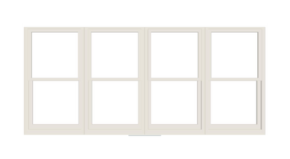 ANDERSEN Windows 400 Series Quad Double Hung 126-7/8" Wide Vinyl Exterior Wood Interior New Construction Low-E4 Dual Pane Argon Fill Glass Full Screens/Grilles/Tempered Optional
