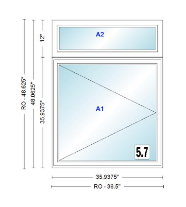 ANDERSEN Windows 400 Series Casement With Casement Transom 35-15/16" Wide Vinyl Exterior Wood Interior New Construction Low-E4 Dual Pane Argon Fill Glass Full Screens/Grilles/Tempered Optional