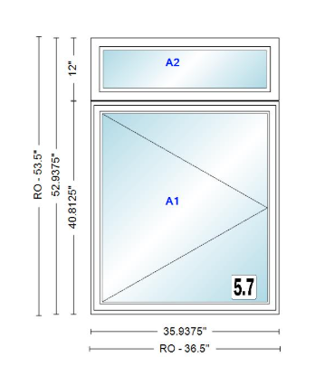ANDERSEN Windows 400 Series Casement With Casement Transom 35-15/16" Wide Vinyl Exterior Wood Interior New Construction Low-E4 Dual Pane Argon Fill Glass Full Screens/Grilles/Tempered Optional