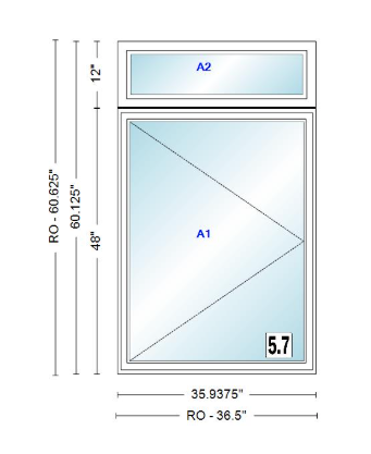 ANDERSEN Windows 400 Series Casement With Casement Transom 35-15/16" Wide Vinyl Exterior Wood Interior New Construction Low-E4 Dual Pane Argon Fill Glass Full Screens/Grilles/Tempered Optional