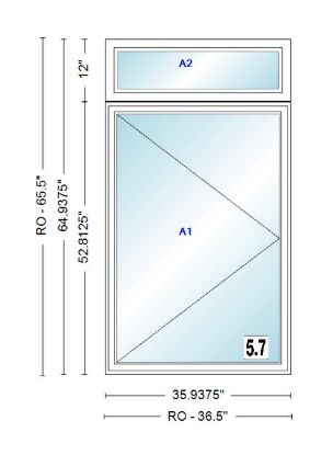 ANDERSEN Windows 400 Series Casement With Casement Transom 35-15/16" Wide Vinyl Exterior Wood Interior New Construction Low-E4 Dual Pane Argon Fill Glass Full Screens/Grilles/Tempered Optional