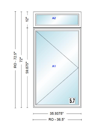 ANDERSEN Windows 400 Series Casement With Casement Transom 35-15/16" Wide Vinyl Exterior Wood Interior New Construction Low-E4 Dual Pane Argon Fill Glass Full Screens/Grilles/Tempered Optional