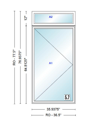 ANDERSEN Windows 400 Series Casement With Casement Transom 35-15/16" Wide Vinyl Exterior Wood Interior New Construction Low-E4 Dual Pane Argon Fill Glass Full Screens/Grilles/Tempered Optional