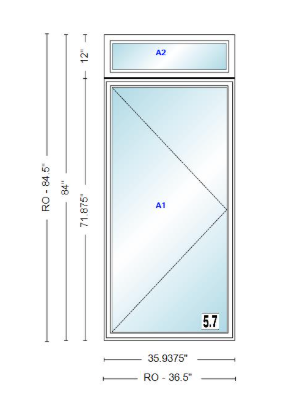 ANDERSEN Windows 400 Series Casement With Casement Transom 35-15/16" Wide Vinyl Exterior Wood Interior New Construction Low-E4 Dual Pane Argon Fill Glass Full Screens/Grilles/Tempered Optional