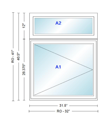 ANDERSEN Windows 400 Series Casement With Casement Transom 31.5" Wide Vinyl Exterior Wood Interior New Construction Low-E4 Dual Pane Argon Fill Glass Full Screens/Grilles/Tempered Optional