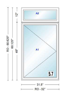 ANDERSEN Windows 400 Series Casement With Casement Transom 31.5" Wide Vinyl Exterior Wood Interior New Construction Low-E4 Dual Pane Argon Fill Glass Full Screens/Grilles/Tempered Optional