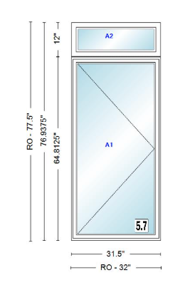 ANDERSEN Windows 400 Series Casement With Casement Transom 31.5" Wide Vinyl Exterior Wood Interior New Construction Low-E4 Dual Pane Argon Fill Glass Full Screens/Grilles/Tempered Optional
