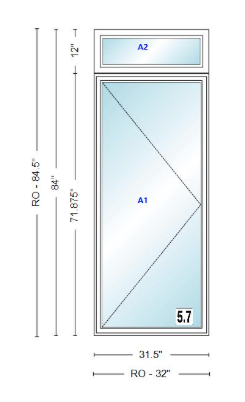 ANDERSEN Windows 400 Series Casement With Casement Transom 31.5" Wide Vinyl Exterior Wood Interior New Construction Low-E4 Dual Pane Argon Fill Glass Full Screens/Grilles/Tempered Optional