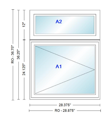 ANDERSEN Windows 400 Series Casement With Casement Transom 28.375" Wide Vinyl Exterior Wood Interior New Construction Low-E4 Dual Pane Argon Fill Glass Full Screens/Grilles/Tempered Optional
