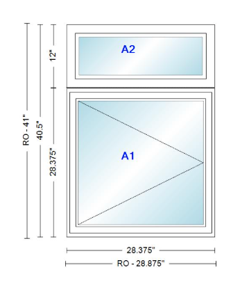 ANDERSEN Windows 400 Series Casement With Casement Transom 28.375" Wide Vinyl Exterior Wood Interior New Construction Low-E4 Dual Pane Argon Fill Glass Full Screens/Grilles/Tempered Optional