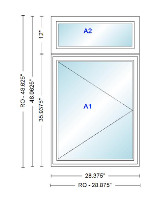ANDERSEN Windows 400 Series Casement With Casement Transom 28.375" Wide Vinyl Exterior Wood Interior New Construction Low-E4 Dual Pane Argon Fill Glass Full Screens/Grilles/Tempered Optional