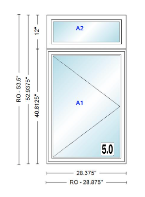 ANDERSEN Windows 400 Series Casement With Casement Transom 28.375" Wide Vinyl Exterior Wood Interior New Construction Low-E4 Dual Pane Argon Fill Glass Full Screens/Grilles/Tempered Optional