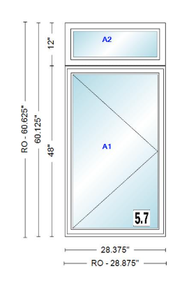 ANDERSEN Windows 400 Series Casement With Casement Transom 28.375" Wide Vinyl Exterior Wood Interior New Construction Low-E4 Dual Pane Argon Fill Glass Full Screens/Grilles/Tempered Optional