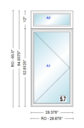 ANDERSEN Windows 400 Series Casement With Casement Transom 28.375" Wide Vinyl Exterior Wood Interior New Construction Low-E4 Dual Pane Argon Fill Glass Full Screens/Grilles/Tempered Optional
