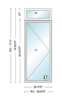 ANDERSEN Windows 400 Series Casement With Casement Transom 28.375" Wide Vinyl Exterior Wood Interior New Construction Low-E4 Dual Pane Argon Fill Glass Full Screens/Grilles/Tempered Optional