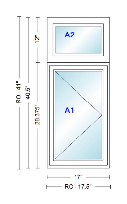 ANDERSEN Windows 400 Series Casement With Casement Transom 17" Wide Vinyl Exterior Wood Interior New Construction Low-E4 Dual Pane Argon Fill Glass Full Screens/Grilles/Tempered Optional
