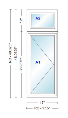 ANDERSEN Windows 400 Series Casement With Casement Transom 17" Wide Vinyl Exterior Wood Interior New Construction Low-E4 Dual Pane Argon Fill Glass Full Screens/Grilles/Tempered Optional