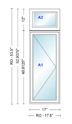 ANDERSEN Windows 400 Series Casement With Casement Transom 17" Wide Vinyl Exterior Wood Interior New Construction Low-E4 Dual Pane Argon Fill Glass Full Screens/Grilles/Tempered Optional