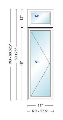 ANDERSEN Windows 400 Series Casement With Casement Transom 17" Wide Vinyl Exterior Wood Interior New Construction Low-E4 Dual Pane Argon Fill Glass Full Screens/Grilles/Tempered Optional