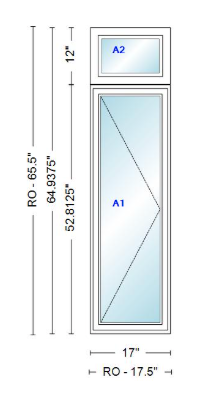 ANDERSEN Windows 400 Series Casement With Casement Transom 17" Wide Vinyl Exterior Wood Interior New Construction Low-E4 Dual Pane Argon Fill Glass Full Screens/Grilles/Tempered Optional