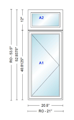 ANDERSEN Windows 400 Series Casement With Casement Transom 20.5" Wide Vinyl Exterior Wood Interior New Construction Low-E4 Dual Pane Argon Fill Glass Full Screens/Grilles/Tempered Optional
