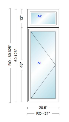 ANDERSEN Windows 400 Series Casement With Casement Transom 20.5" Wide Vinyl Exterior Wood Interior New Construction Low-E4 Dual Pane Argon Fill Glass Full Screens/Grilles/Tempered Optional