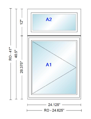 ANDERSEN Windows 400 Series Casement With Casement Transom 24.125" Wide Vinyl Exterior Wood Interior New Construction Low-E4 Dual Pane Argon Fill Glass Full Screens/Grilles/Tempered Optional