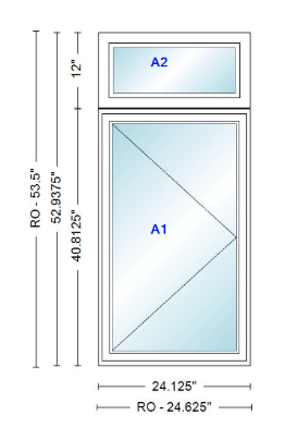 ANDERSEN Windows 400 Series Casement With Casement Transom 24.125" Wide Vinyl Exterior Wood Interior New Construction Low-E4 Dual Pane Argon Fill Glass Full Screens/Grilles/Tempered Optional