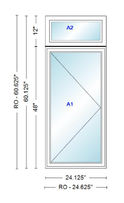 ANDERSEN Windows 400 Series Casement With Casement Transom 24.125" Wide Vinyl Exterior Wood Interior New Construction Low-E4 Dual Pane Argon Fill Glass Full Screens/Grilles/Tempered Optional