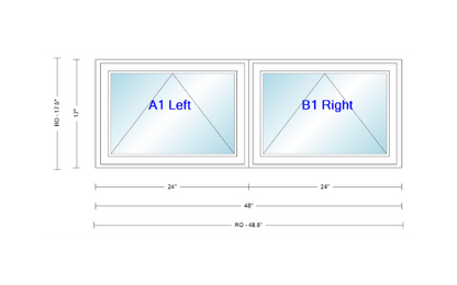 ANDERSEN Windows 400 Series Twin Venting Awning 48" Wide Vinyl Exterior Wood Interior Low-E4 Argon Dual Pane Glass Full Screen/Frosted/Tempered Option