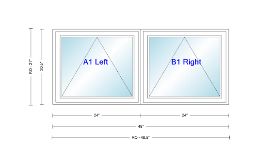 ANDERSEN Windows 400 Series Twin Venting Awning 48" Wide Vinyl Exterior Wood Interior Low-E4 Argon Dual Pane Glass Full Screen/Frosted/Tempered Option