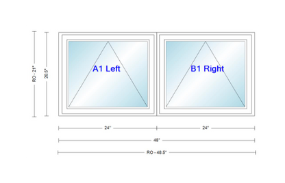 ANDERSEN Windows 400 Series Twin Venting Awning 48" Wide Vinyl Exterior Wood Interior Low-E4 Argon Dual Pane Glass Full Screen/Frosted/Tempered Option