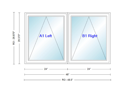 ANDERSEN Windows 400 Series Twin Venting Awning 48" Wide Vinyl Exterior Wood Interior Low-E4 Argon Dual Pane Glass Full Screen/Frosted/Tempered Option