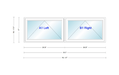 ANDERSEN Windows 400 Series Twin Venting Awning 56½" Wide Vinyl Exterior Wood Interior Low-E4 Argon Dual Pane Glass Full Screen/Frosted/Tempered Option