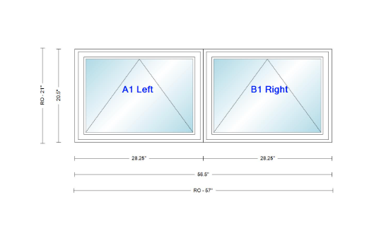 ANDERSEN Windows 400 Series Twin Venting Awning 56½" Wide Vinyl Exterior Wood Interior Low-E4 Argon Dual Pane Glass Full Screen/Frosted/Tempered Option
