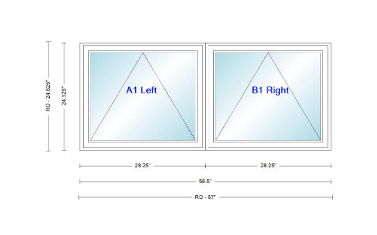 ANDERSEN Windows 400 Series Twin Venting Awning 56½" Wide Vinyl Exterior Wood Interior Low-E4 Argon Dual Pane Glass Full Screen/Frosted/Tempered Option