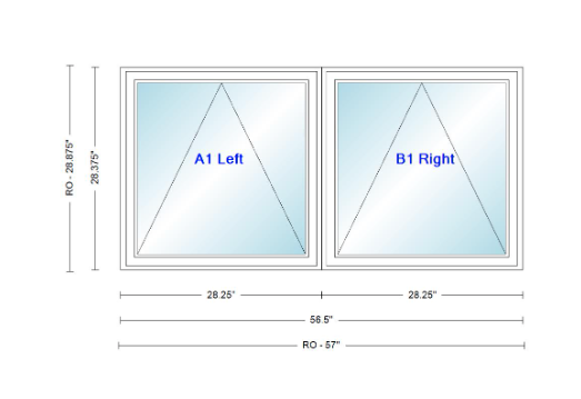 ANDERSEN Windows 400 Series Twin Venting Awning 56½" Wide Vinyl Exterior Wood Interior Low-E4 Argon Dual Pane Glass Full Screen/Frosted/Tempered Option
