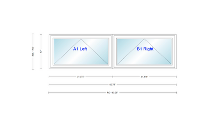 ANDERSEN Windows 400 Series Twin Venting Awning 62 ¾" Wide Vinyl Exterior Wood Interior Low-E4 Argon Dual Pane Glass Full Screen/Frosted/Tempered Option
