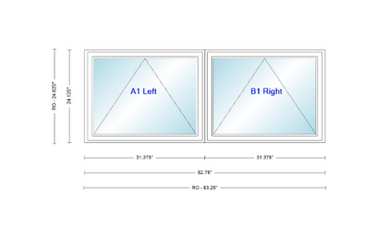 ANDERSEN Windows 400 Series Twin Venting Awning 62 ¾" Wide Vinyl Exterior Wood Interior Low-E4 Argon Dual Pane Glass Full Screen/Frosted/Tempered Option